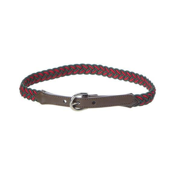 Gucci BoysWoven & Leather Belt Red